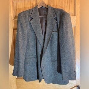 Vintage HAGGAR Pure Wool Gray Tweed Sport Coat Blazer Men’s Size 42 Two Button